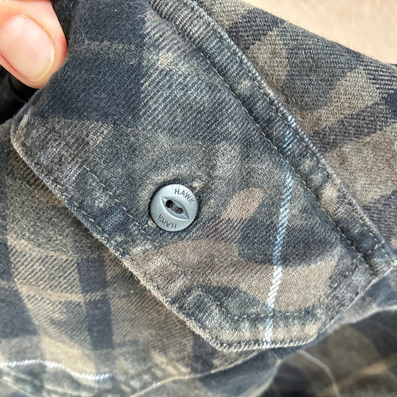 Men's Tony Hawk Medium Green Black Plaid Flannel Casual Button Down Shirt - Picture 8 of 10